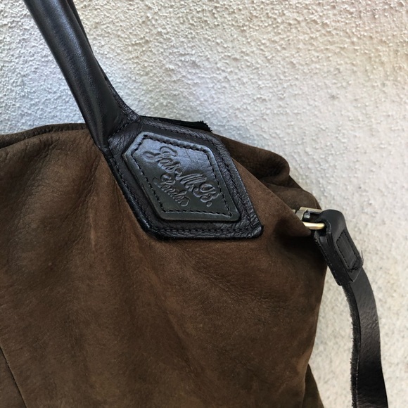 Jas M.B. Dark Olive Suede Tote w Blk Leather Trim - Picture 5 of 8